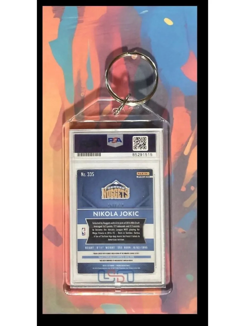 2980 Nikola Jokic 2015 Panini Prizm Ruby Wave Auto Custom Keychain